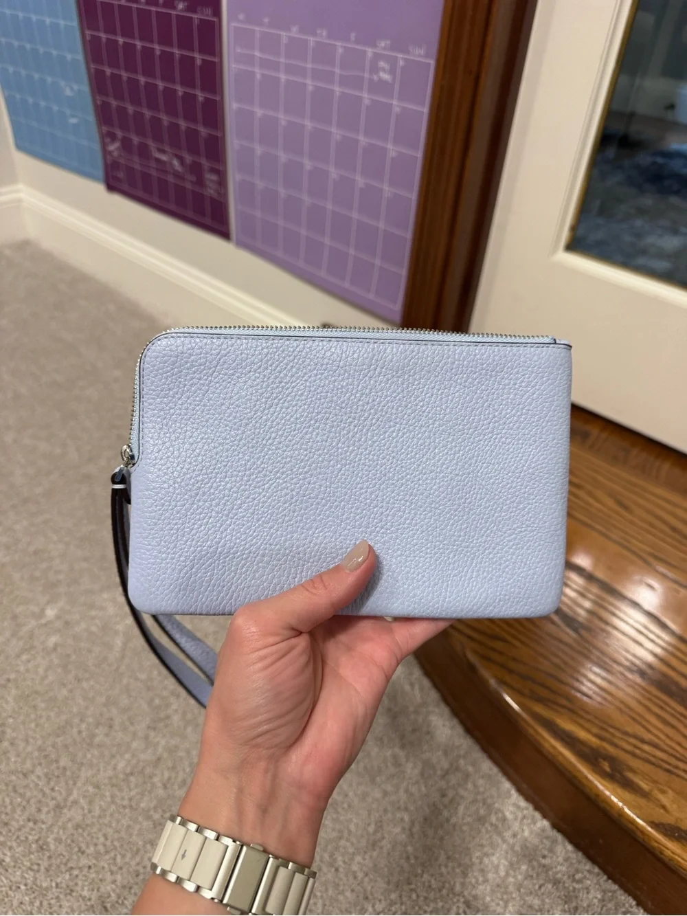 kate spade Powder Blue Pebbled Leather Wristlet